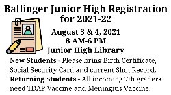 Junior High Registration